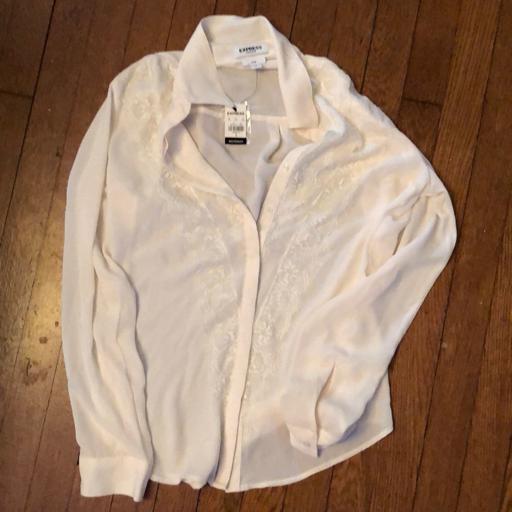 Express off-white lace portofino blouse